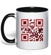 Mug with a colored handle QR code of Ukraine black фото