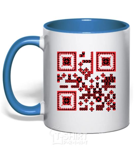 Mug with a colored handle QR code of Ukraine royal-blue фото