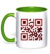 Mug with a colored handle QR code of Ukraine kelly-green фото