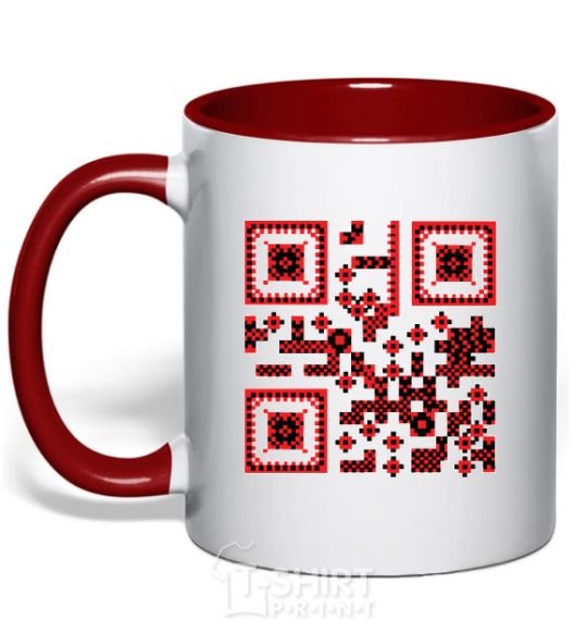 Mug with a colored handle QR code of Ukraine red фото