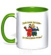 Mug with a colored handle Let the whole village walk kelly-green фото