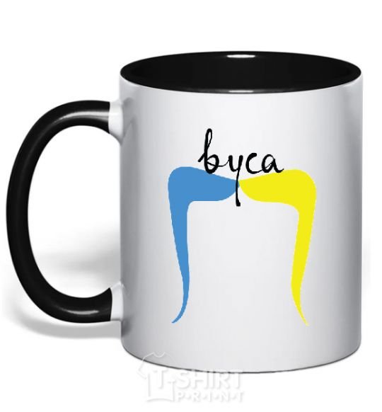 Mug with a colored handle Moustache black фото