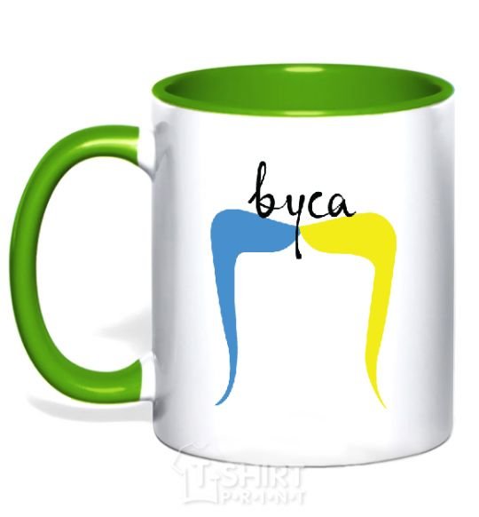 Mug with a colored handle Moustache kelly-green фото