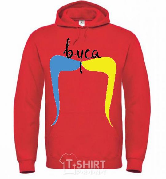 Men`s hoodie Moustache bright-red фото