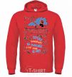 Men`s hoodie Time spent fishing... bright-red фото