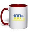 Mug with a colored handle 100% Eurobander red фото