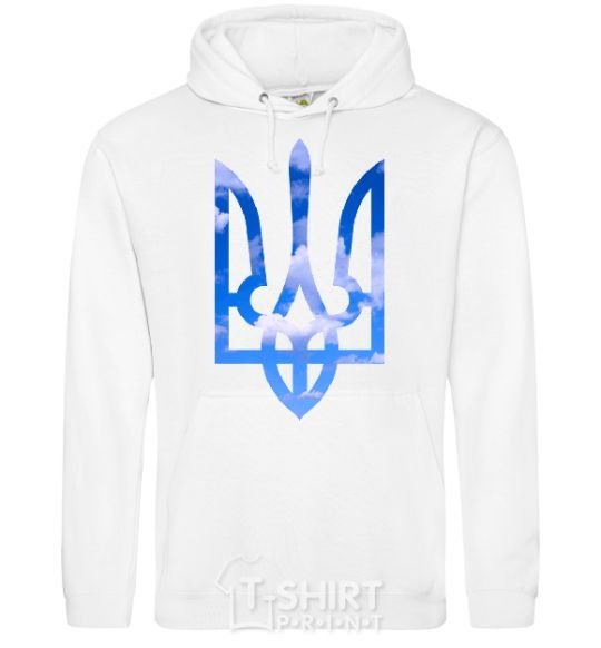 Men`s hoodie The coat of arms is the sky White фото