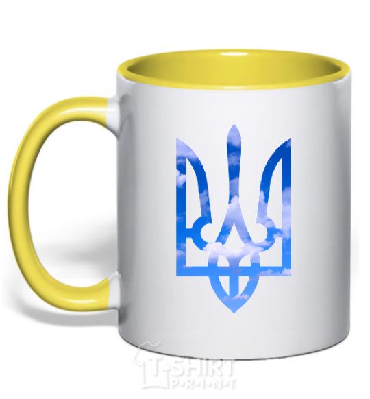 Mug with a colored handle The coat of arms is the sky yellow фото