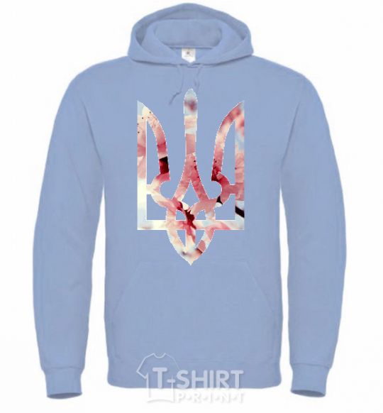 Men`s hoodie Coat of arms - flower sky-blue фото