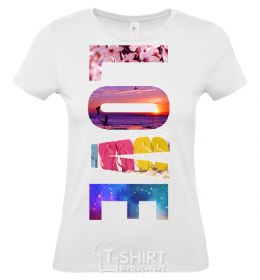 Women's T-shirt LOVE vertical lettering White фото