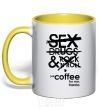Mug with a colored handle SEX, DRUGS AND ROCK'N-ROLL... yellow фото