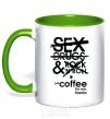 Mug with a colored handle SEX, DRUGS AND ROCK'N-ROLL... kelly-green фото