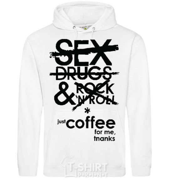 Men`s hoodie SEX, DRUGS AND ROCK'N-ROLL... White фото