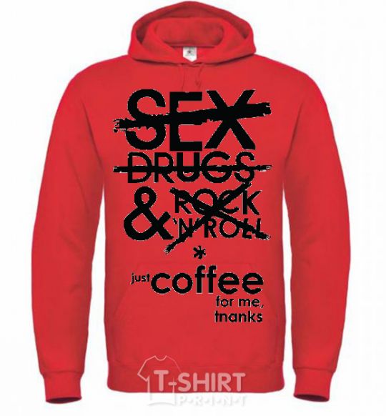 Men`s hoodie SEX, DRUGS AND ROCK'N-ROLL... bright-red фото