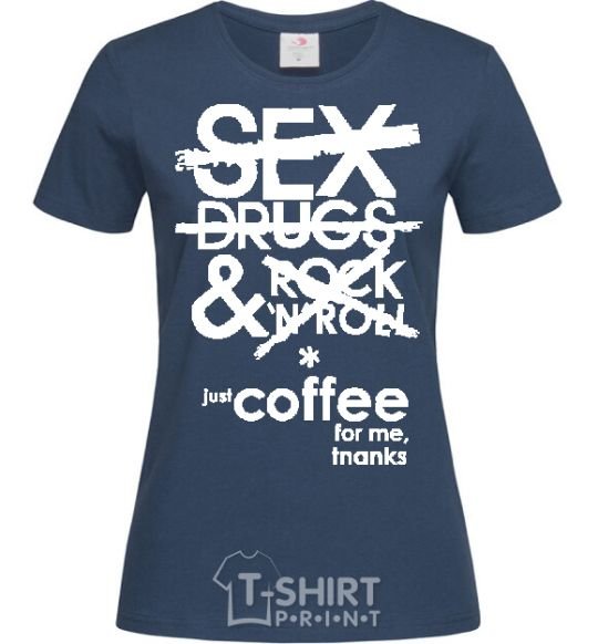 Women's T-shirt SEX, DRUGS AND ROCK'N-ROLL... navy-blue фото