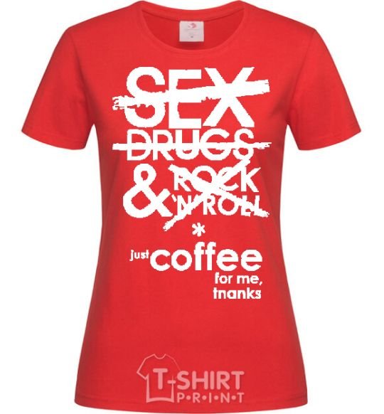 Women's T-shirt SEX, DRUGS AND ROCK'N-ROLL... red фото