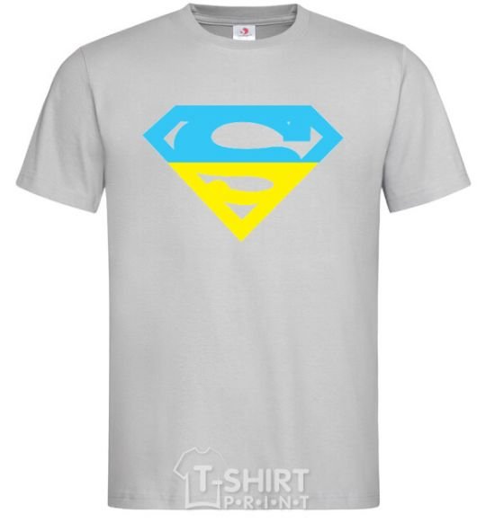 Men's T-Shirt UKRAINIAN SUPERMAN grey фото