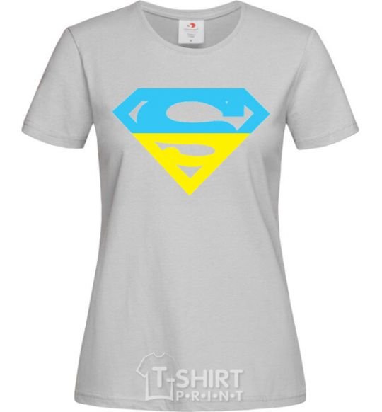 Women's T-shirt UKRAINIAN SUPERMAN grey фото