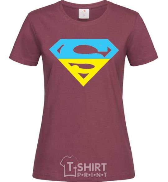 Women's T-shirt UKRAINIAN SUPERMAN burgundy фото