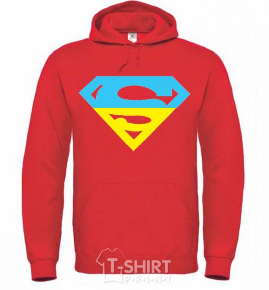 Men`s hoodie UKRAINIAN SUPERMAN bright-red фото