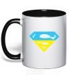 Mug with a colored handle UKRAINIAN SUPERMAN black фото