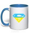 Mug with a colored handle UKRAINIAN SUPERMAN royal-blue фото