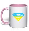 Mug with a colored handle UKRAINIAN SUPERMAN light-pink фото