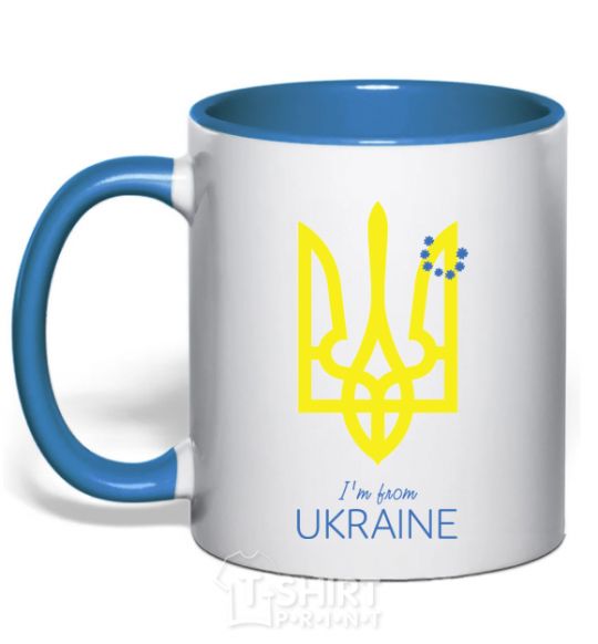 Mug with a colored handle I'm from Ukraine royal-blue фото