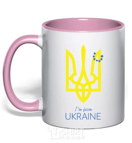 Mug with a colored handle I'm from Ukraine light-pink фото