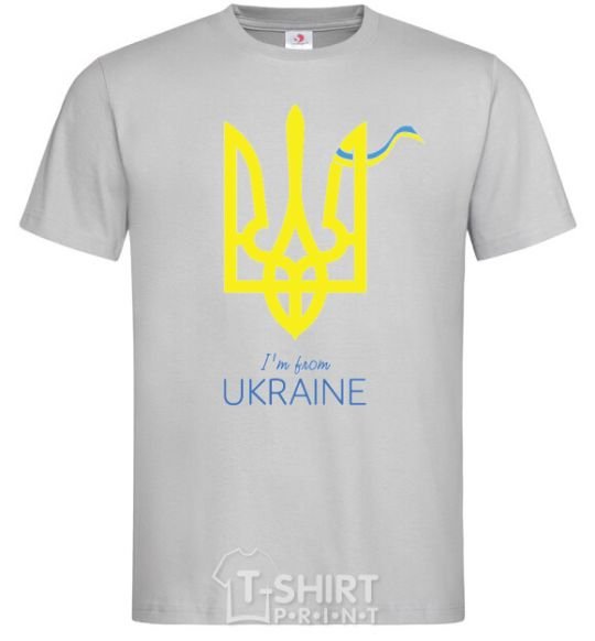 Men's T-Shirt I'm from Ukraine - an emblem grey фото