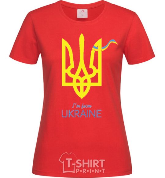 Women's T-shirt I'm from Ukraine - an emblem red фото