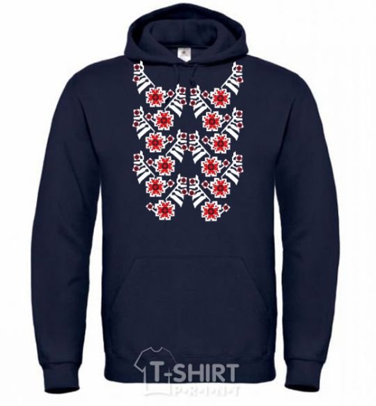 Men`s hoodie Black&red embroidery navy-blue фото