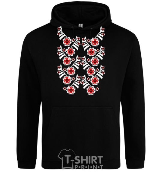 Men`s hoodie Black&red embroidery black фото