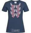 Women's T-shirt Black&red embroidery navy-blue фото