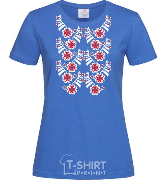 Women's T-shirt Black&red embroidery royal-blue фото