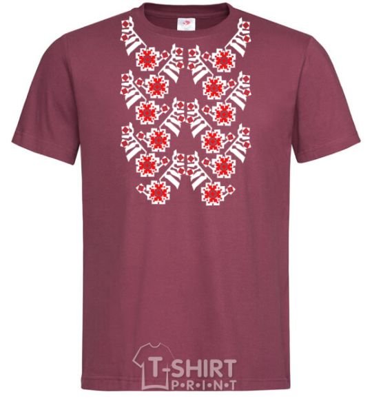 Men's T-Shirt Black&red embroidery burgundy фото