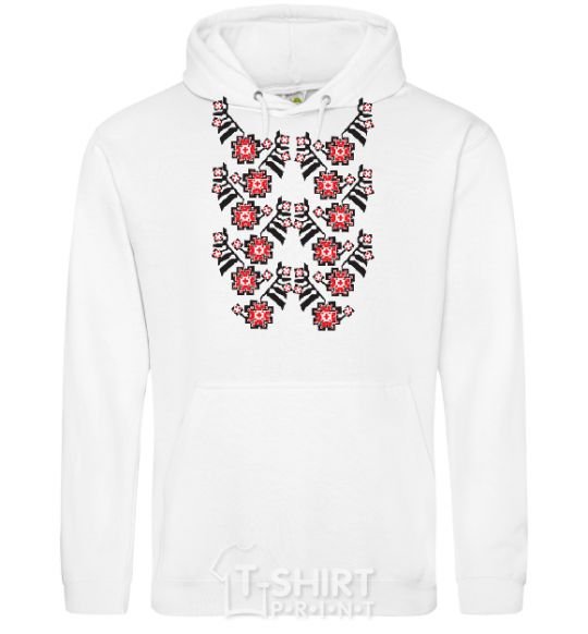 Men`s hoodie Black&red embroidery White фото