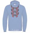 Men`s hoodie Black&red embroidery sky-blue фото