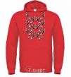 Men`s hoodie Black&red embroidery bright-red фото
