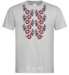 Men's T-Shirt Black&red embroidery grey фото