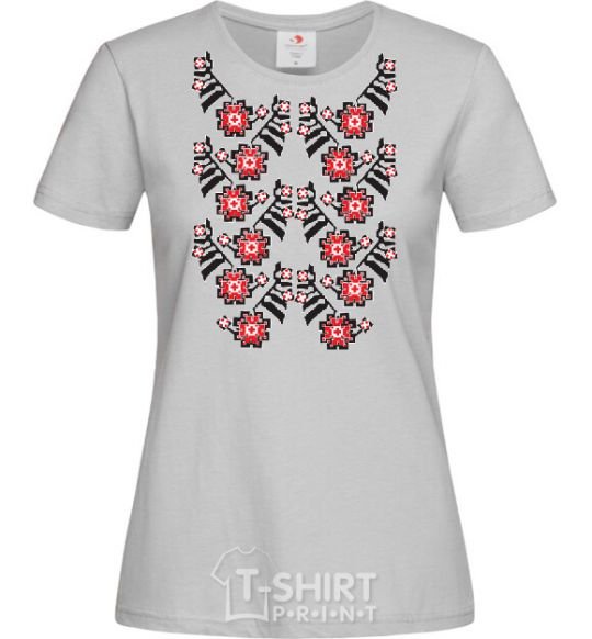 Women's T-shirt Black&red embroidery grey фото