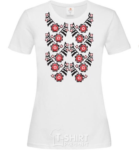 Women's T-shirt Black&red embroidery White фото