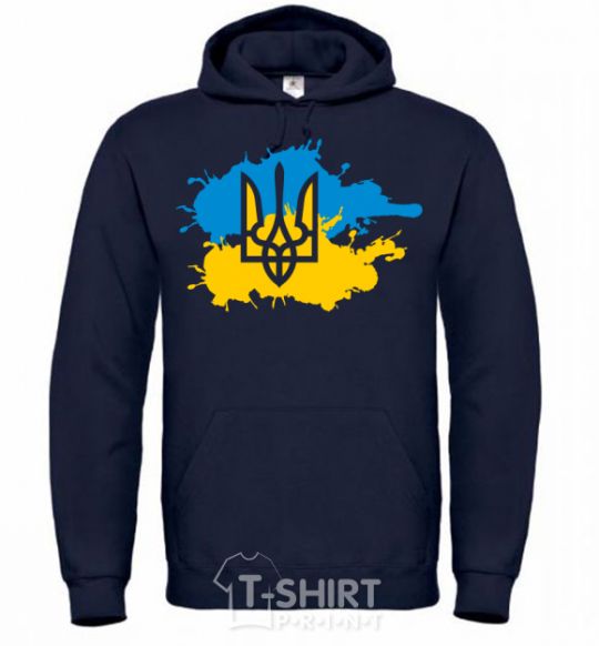 Men`s hoodie Emblem and Flag - colors navy-blue фото