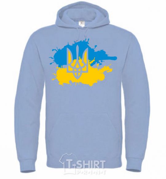 Men`s hoodie Emblem and Flag - colors sky-blue фото