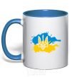 Mug with a colored handle Emblem and Flag - colors royal-blue фото