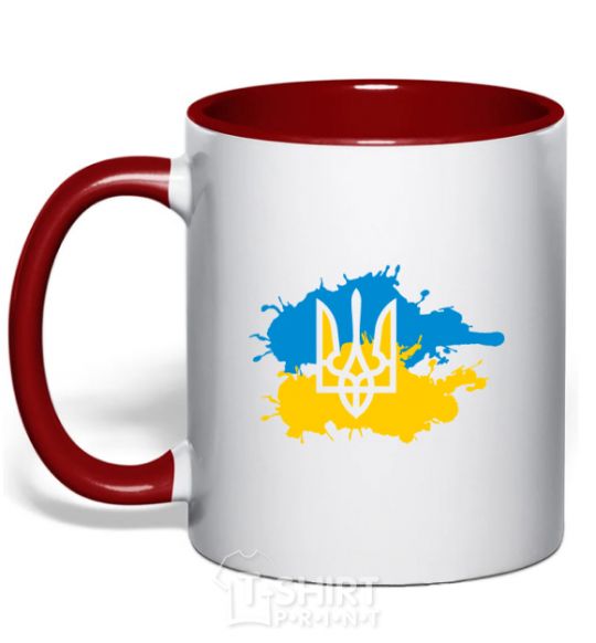 Mug with a colored handle Emblem and Flag - colors red фото