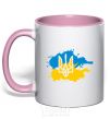 Mug with a colored handle Emblem and Flag - colors light-pink фото