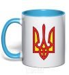 Mug with a colored handle Super Ukrainian sky-blue фото