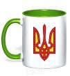 Mug with a colored handle Super Ukrainian kelly-green фото