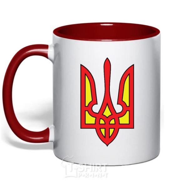 Mug with a colored handle Super Ukrainian red фото